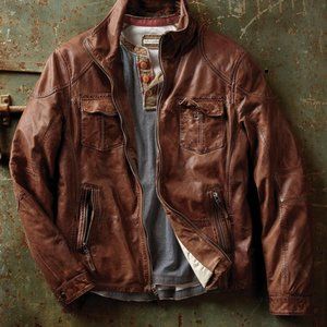 Mens Lambskin Leather Jacket- XL Carbon2Cobalt